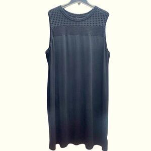 Michael Kors Black Open Weave Bodice Sleeveless Shift Dress Sz 3X